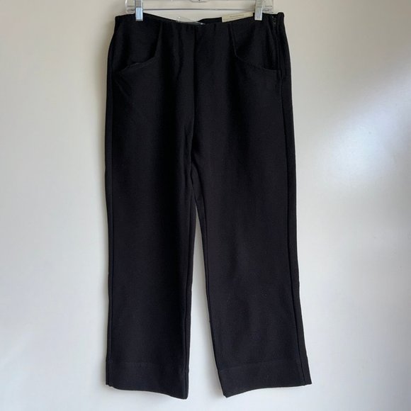 Soft Surroundings Pants - NWT Soft Surroundings Wide Leg Full Length Black Side Zip Pants ~Petite Medium